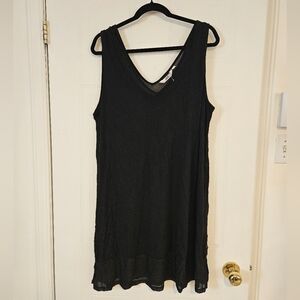 La Vie En Rose Aqua Womens XXL black Dress Swimsuit Cover Up Unworn V Neck